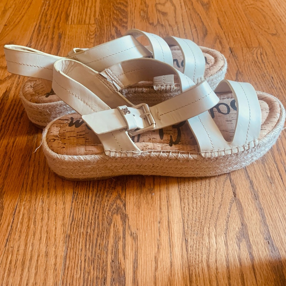 Sam Edelman Cream Espadrilles with Platform Sole